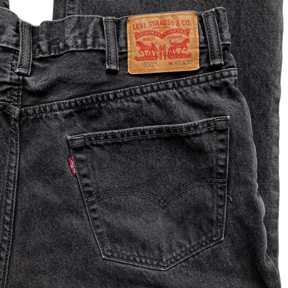 Levi's 550 Jeans Mens 40 x 32 Relaxed Fit Tapered Leg Black Denim Red Tab EUC - Picture 6 of 8